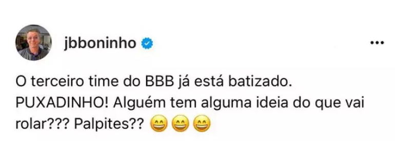 Boninho postou no Threads, nova rede social vinculada ao Instagram