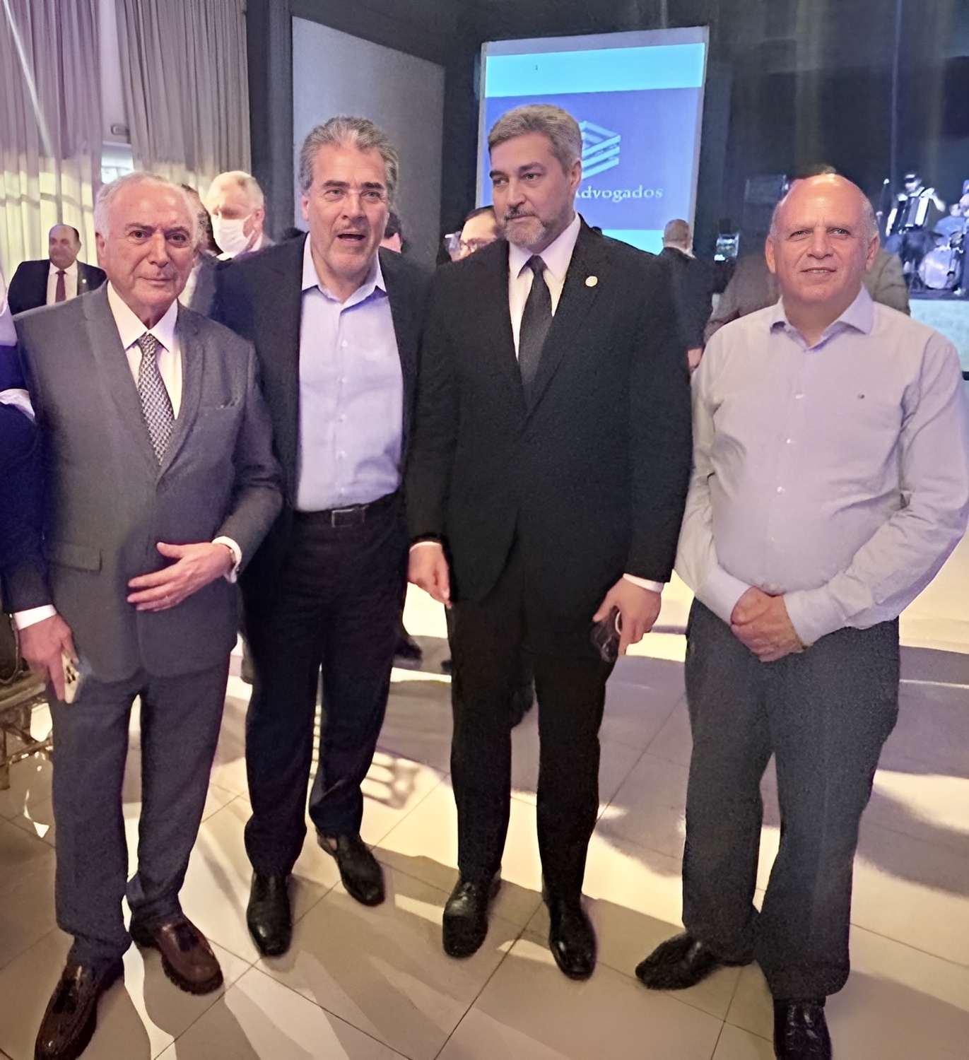 O ex-presidente Michel Temer, o empresário Luiz Carlos Feitosa, o ex-presidente do Paraguai, Mário Abdo Benitez e Roberto Delmondes