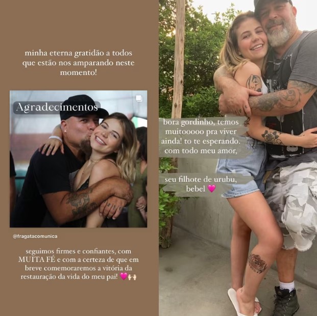 Filha de Mingau reforça agradecimentos nos stories do Instagram.