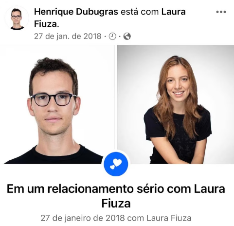 Publicação de 2018 diz que Henrique Dubugras e Laura Fiuza começaram a namorar no início daquele ano.