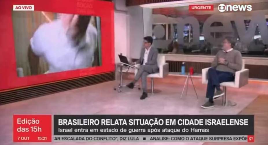 Marcos Susskind abandona entrevista na Globo News às pressas após sirene com aviso de bombas em Israel 