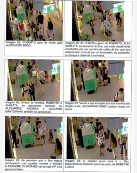 Trechos do relatório da Polícia Federal sobre as imagens do Aeroporto de Roma que flagraram entrevero envolvendo ministro Alexandre de Moraes, do STF 