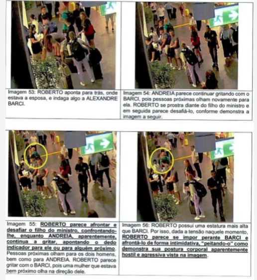 Trechos do relatório da Polícia Federal sobre as imagens do Aeroporto de Roma que flagraram entrevero envolvendo ministro Alexandre de Moraes, do STF