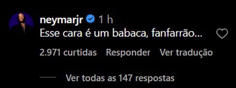 Neymar rebate Neto em post que também criticou o comentarista