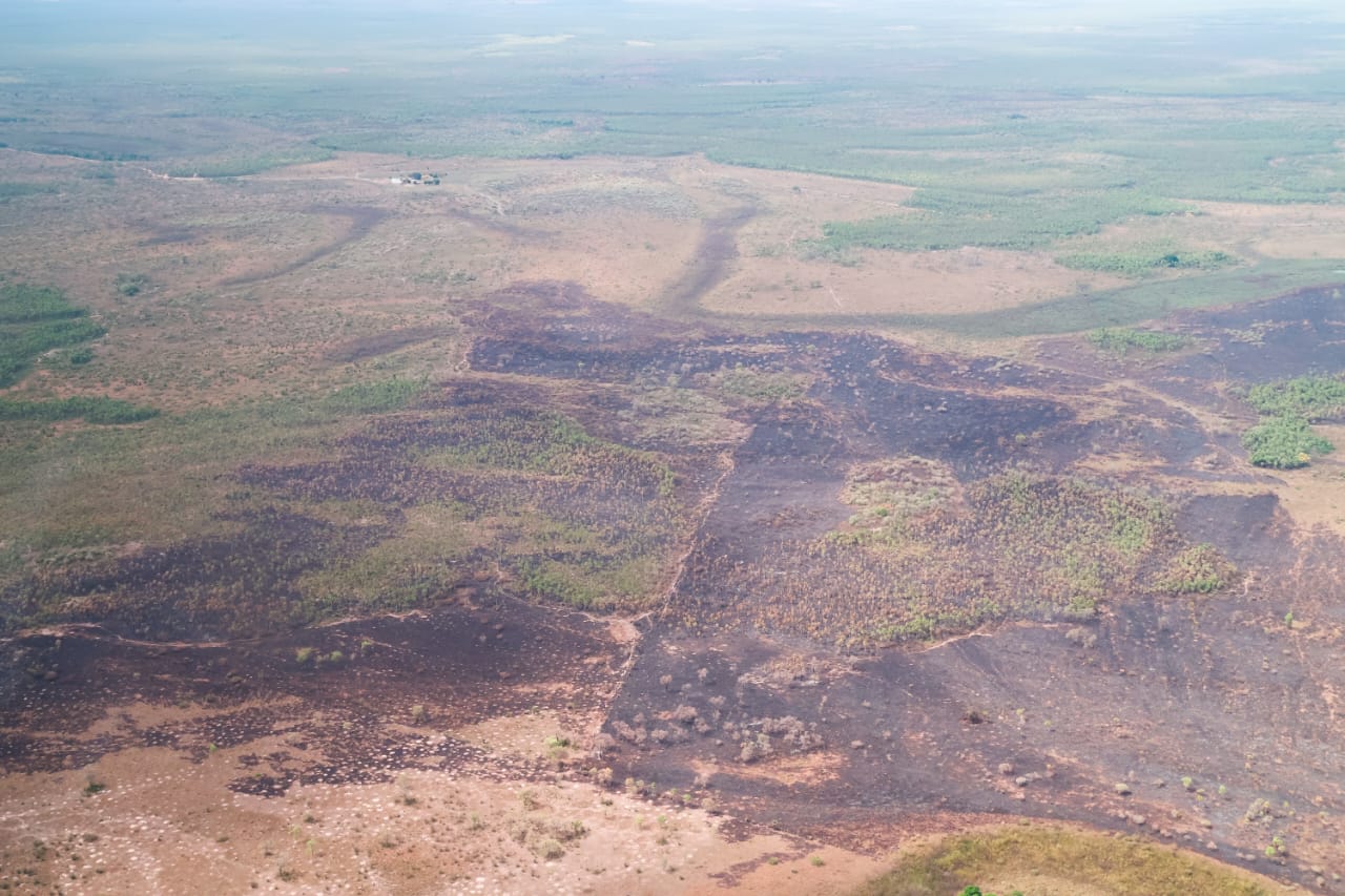 Região do Nabileque teve incêndio no início do mês e voltou a queimar ontem