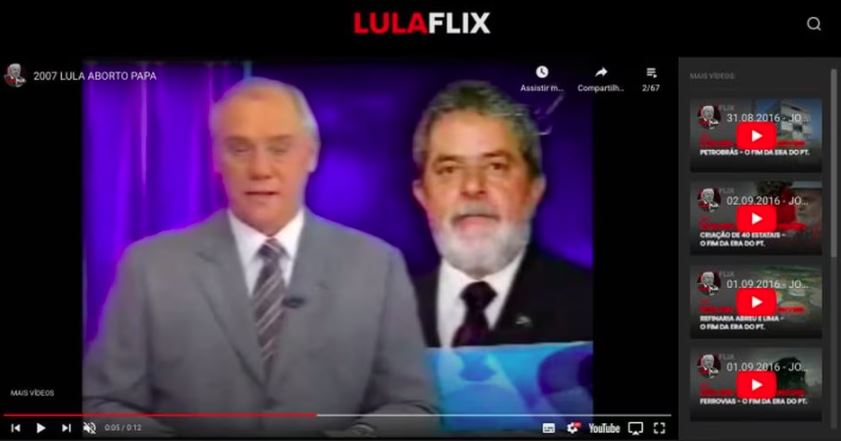 Site 'Lulaflix', criado durante a campanha, reuniu vídeos contra o petista