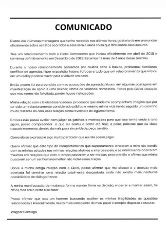Comunicado de Wagner Santiago 