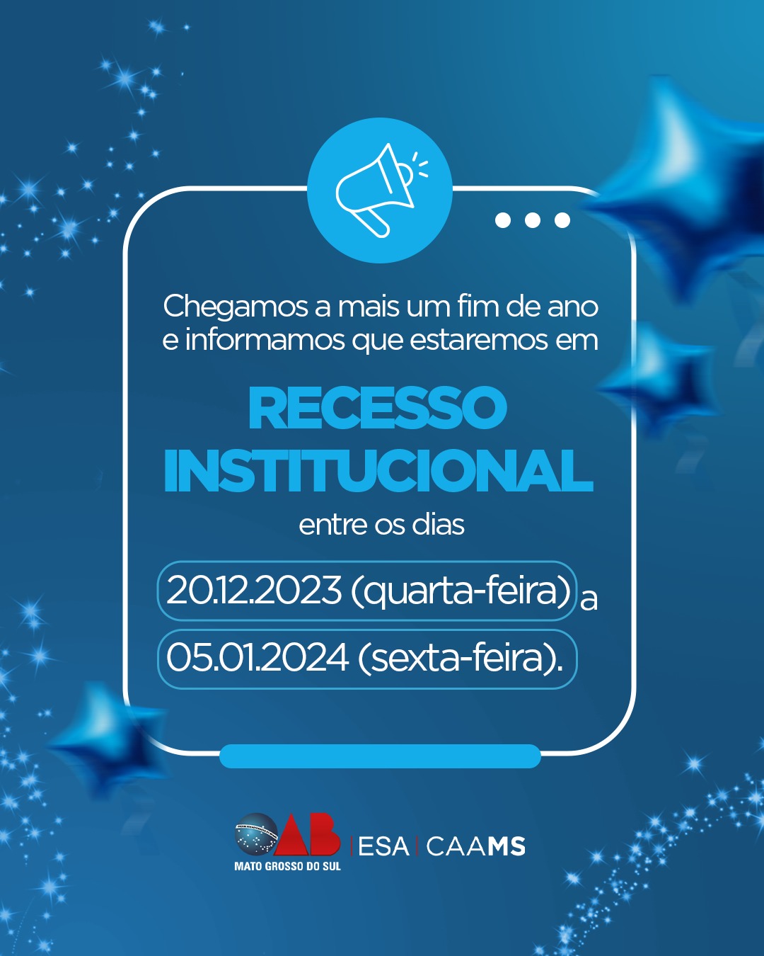 OAB/MS entra de recesso a partir de hoje (20)