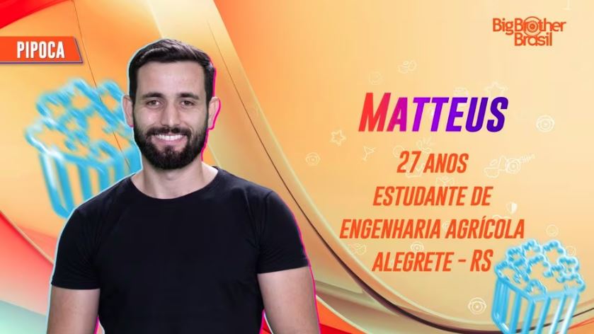 Matteus faz parte do grupo Pipoca do BBB 24
