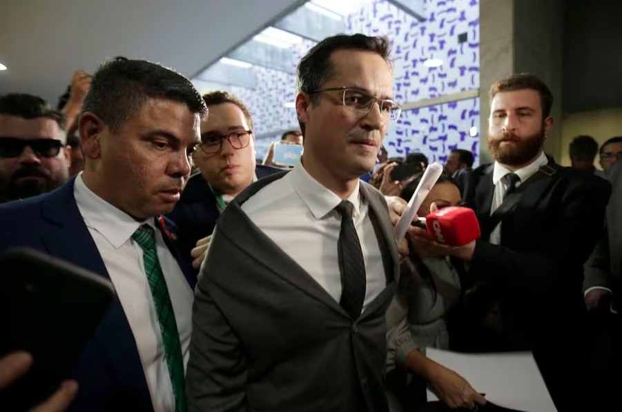 O ex-deputado Deltan Dallagnol durante entrevista coletiva na Câmara dos Deputados