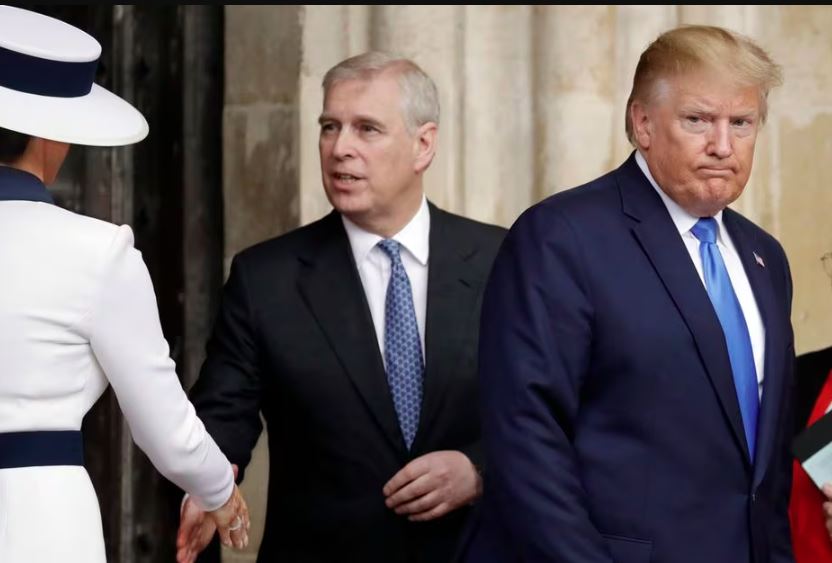 Donald Trump e o Príncipe Andrew são citados no caso Epstein Foto: AP Photo/Matt Dunham, File