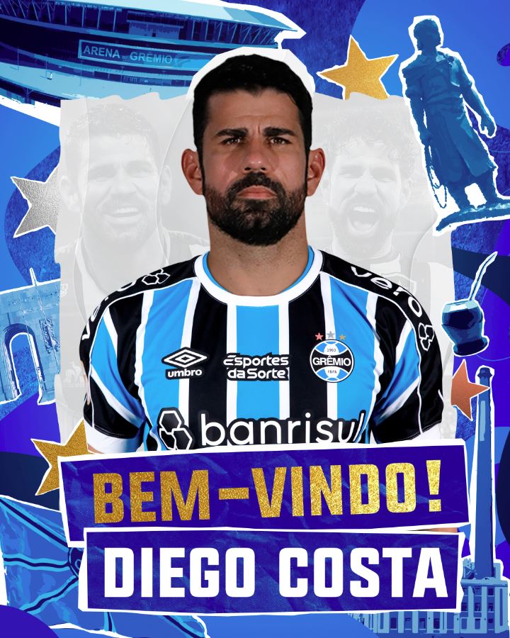 Grêmio anunciou a contratação de Diego Costa nesta quinta-feira