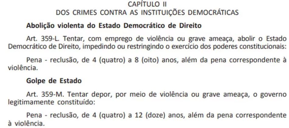 Artigos do CP em que Bolsonaro pode ser condenado