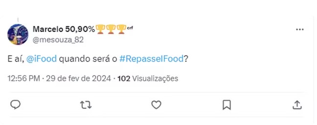 Usuários reclamam de atraso no repasse do iFood  Foto: Reprodução/X