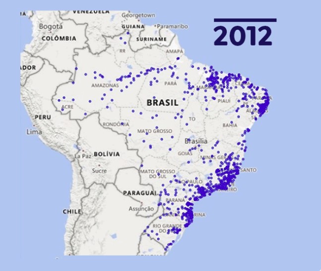Municípios em risco de desastre ambiental  (2012 e 2022) 