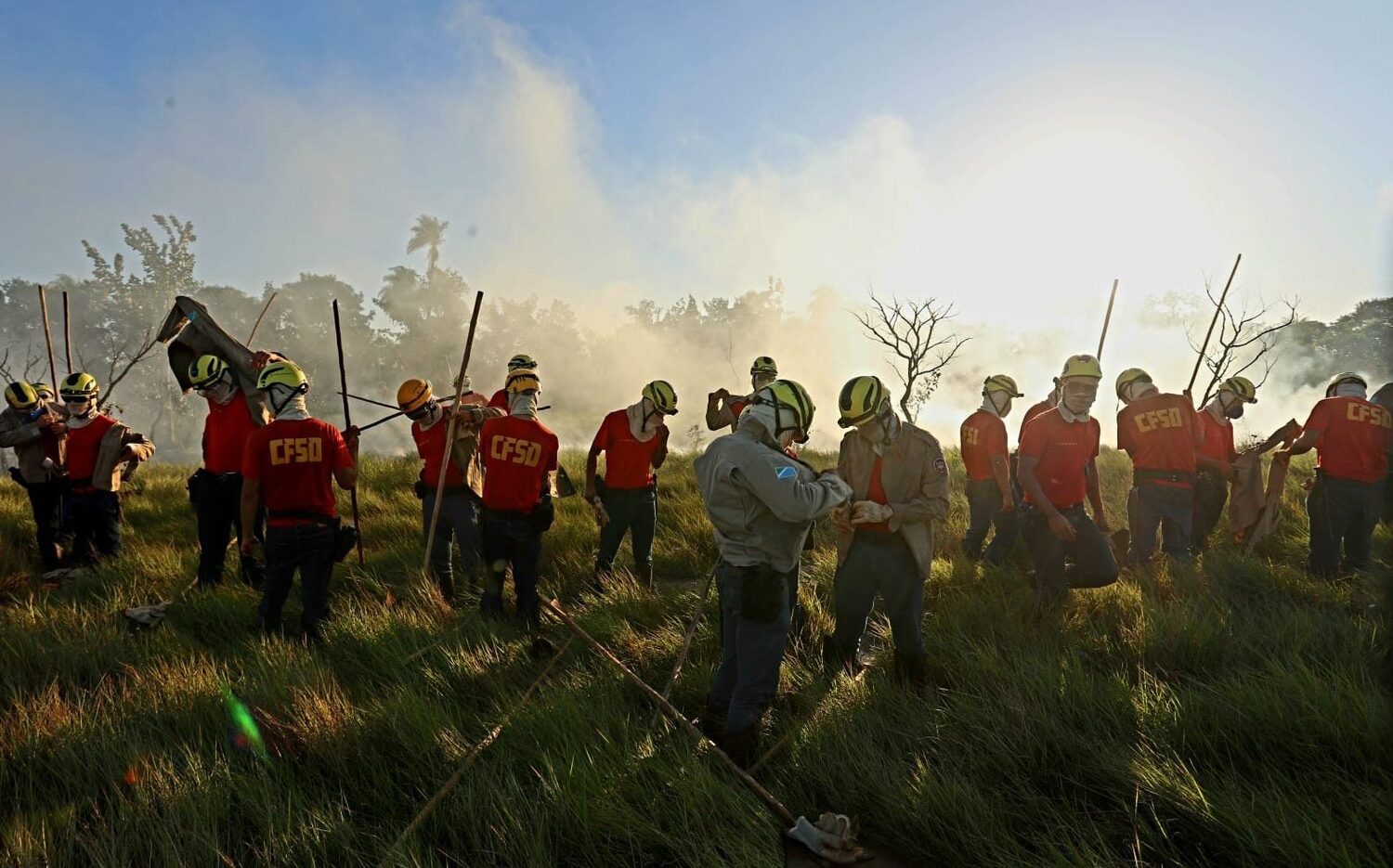 as chamas baixas na vegetação verde e com certa umidade são controladas com aceiros, que são faixas de terra que impedem a propagação do fogo