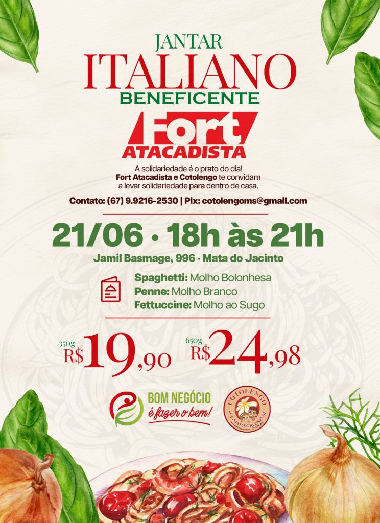 Jantar beneficente acontece nesta sexta-feira (21)