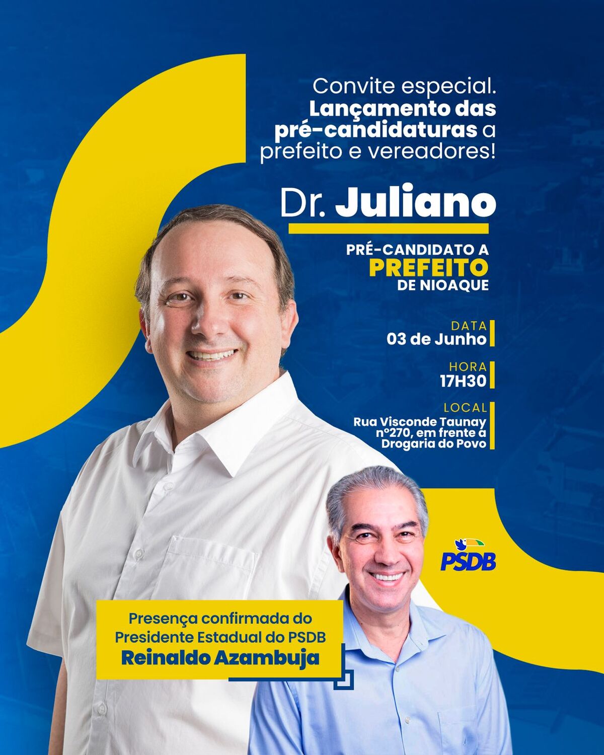 O PSDB promove o lançamento da pré-candidatura de Dr. Juliano 