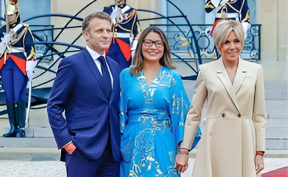 Emmanuel Macron, Janja da Silva e Brigitte Macron