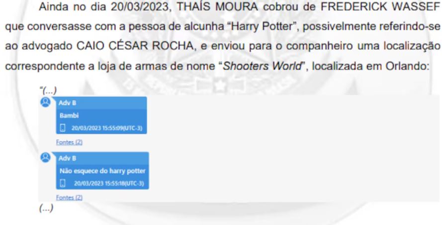 Trecho do relatório da PF sobre o conteúdo do celular de Wassef