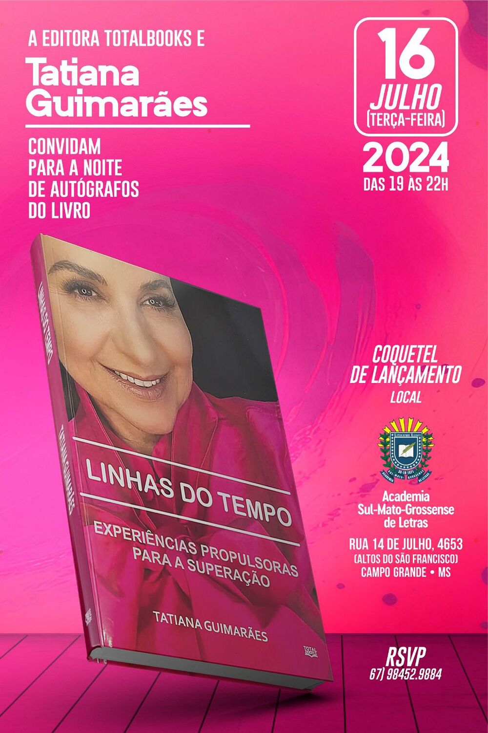 O lançamento será na Academia Sul-Mato-Grossense de Letras