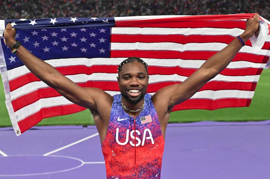 O velocista americano Noah Lyles foi campeão olímpico nos 100 metros rasos em Paris 2024