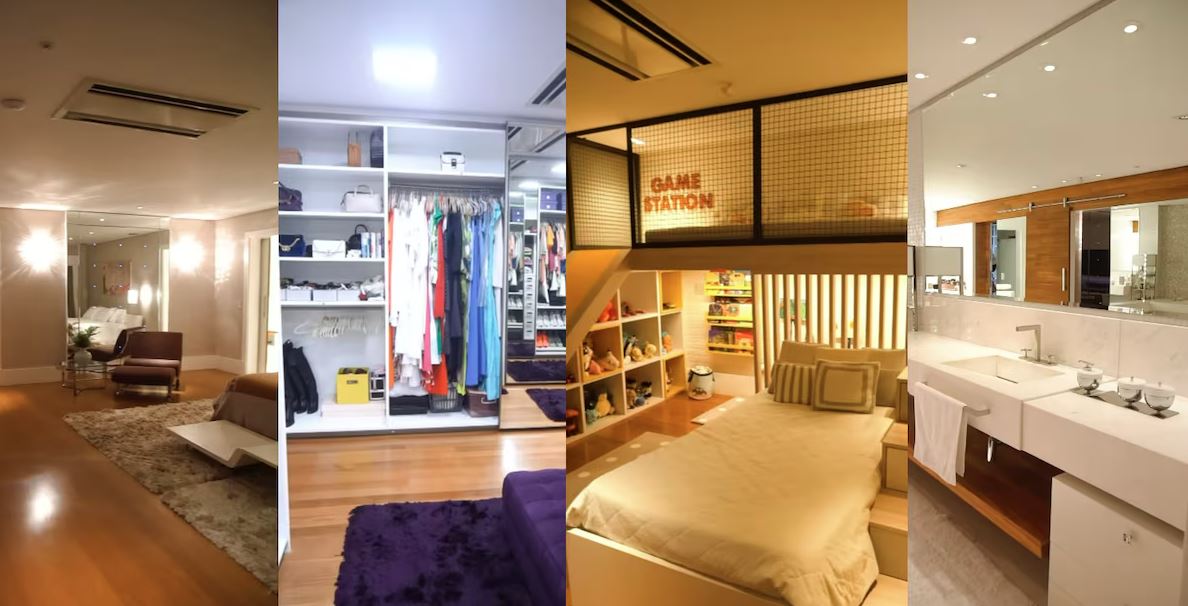 Quartos, banheiro e closet da mansão de Ana Hickmann. Foto: @cmimoveisdecampo via Instagram