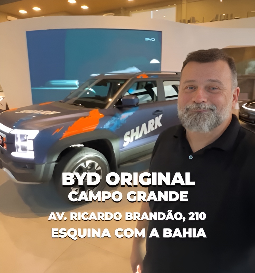 O jornalista Paulo Cruz apresenta a BYD Shark em Campo Grande. A picape híbrida já chama atenção pelo seu visual e especificações potentes.