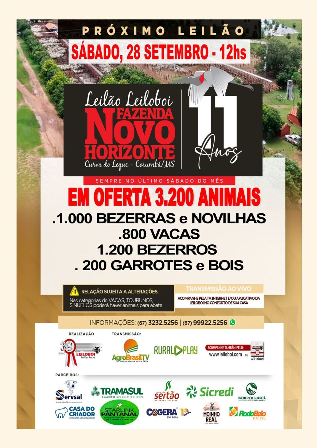 Evento acontece na Fazenda Novo Horizonte e pode ser acompanhado pela internet em canais especializados
