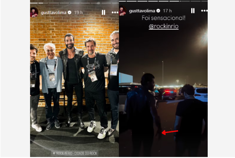 Gusttavo Lima esteve no Rock in Rio e tirou foto com Roberto Medina antes de ter prisão decretada.