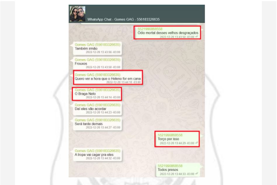 Trechos de diálogos apreendidos na Operação Tempus Veritatis