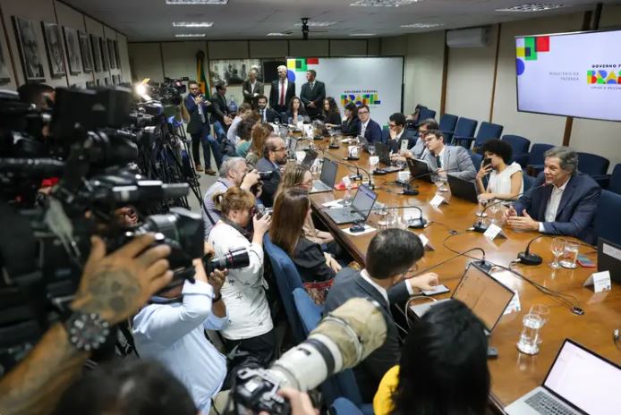 O ministro Fernando Haddad, durante café da manhã com jornalistas