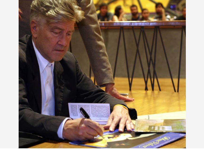 O cineasta David Lynch durante evento e sessão de autógrafos, na Livraria Cultura do Conjunto Nacional, em São Paulo, em 2008