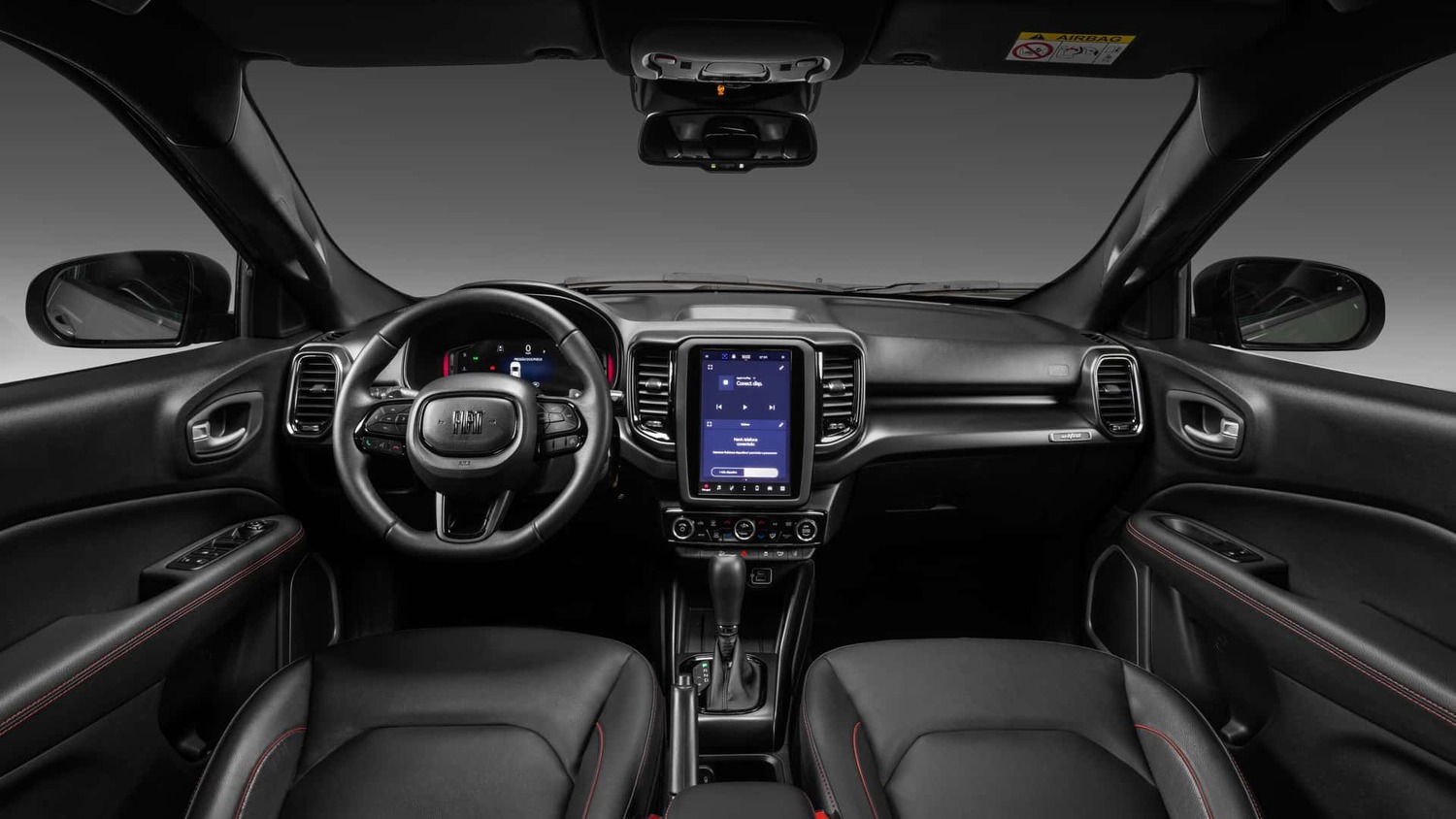 Interior sofisticado com painel digital, central multimídia vertical de 10,1