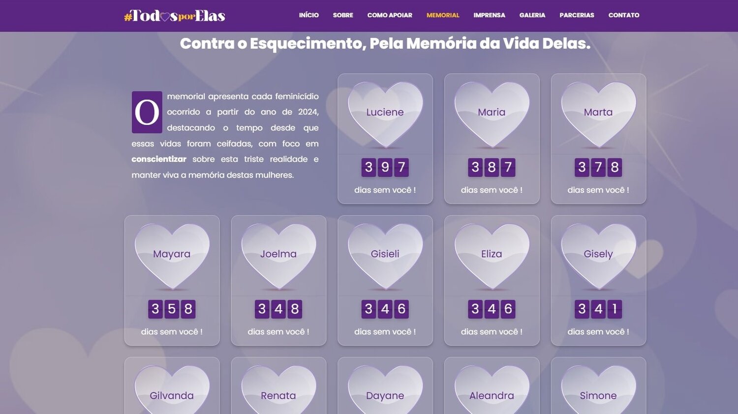 Memorial de vidas interrompidas é uma ferramenta virtual que sugere profunda reflexão