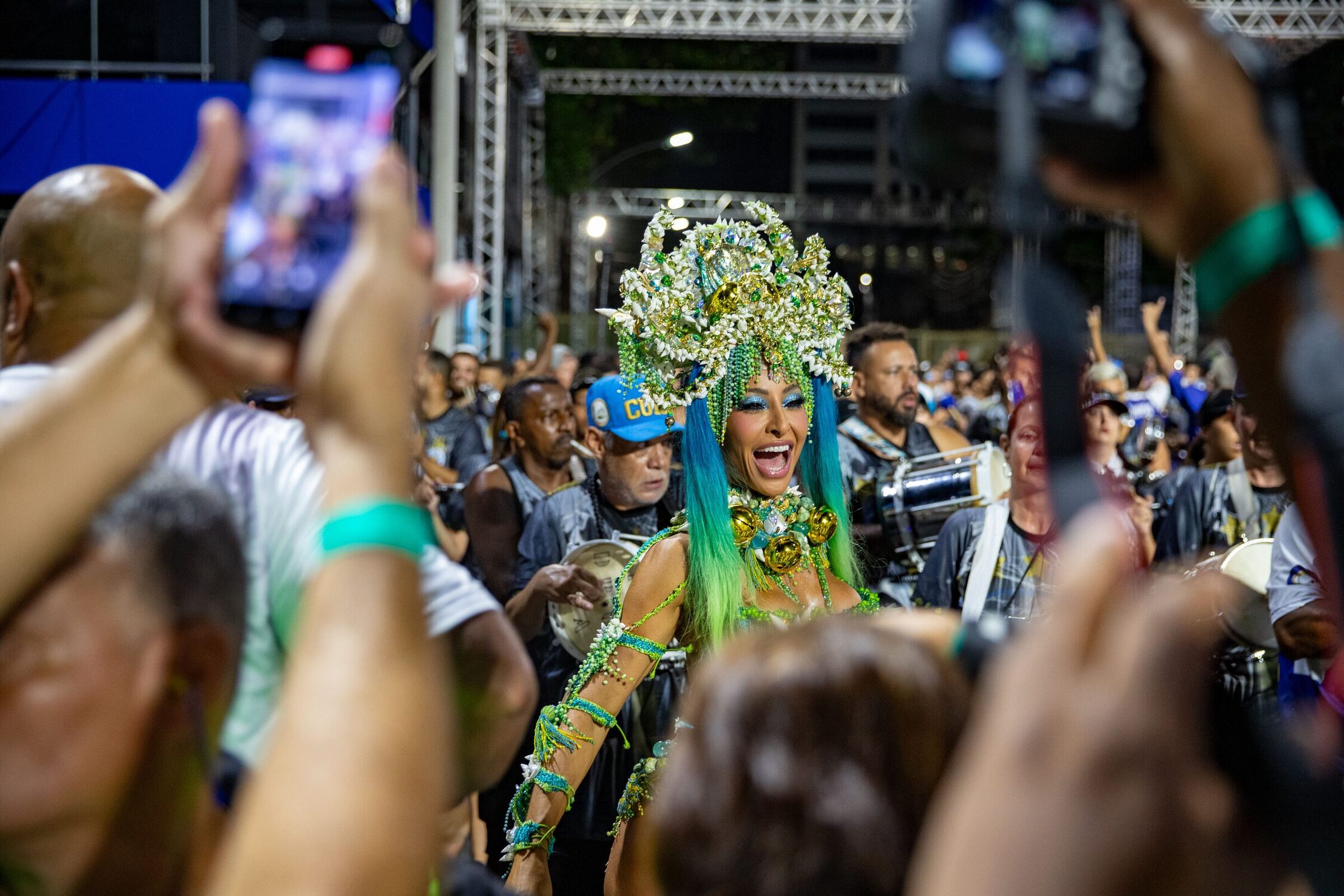 Sabrina Sato, rainha da bateria da Unidos de Vila Isabel, durante ensaio técnico da escola de samba, na Sapucaí.