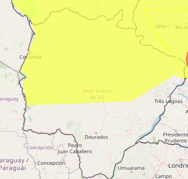 Inmet emitiu alerta de chuva amarelo para hoje (18) em MS)
