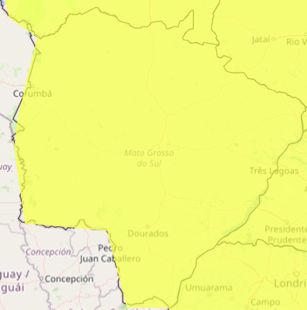 O INMET emitiu um alerta amarelo de chuva em Mato Grosso do Sul