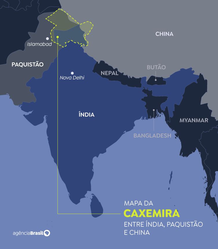 Região da Caxemira - Arte/Agência Brasil