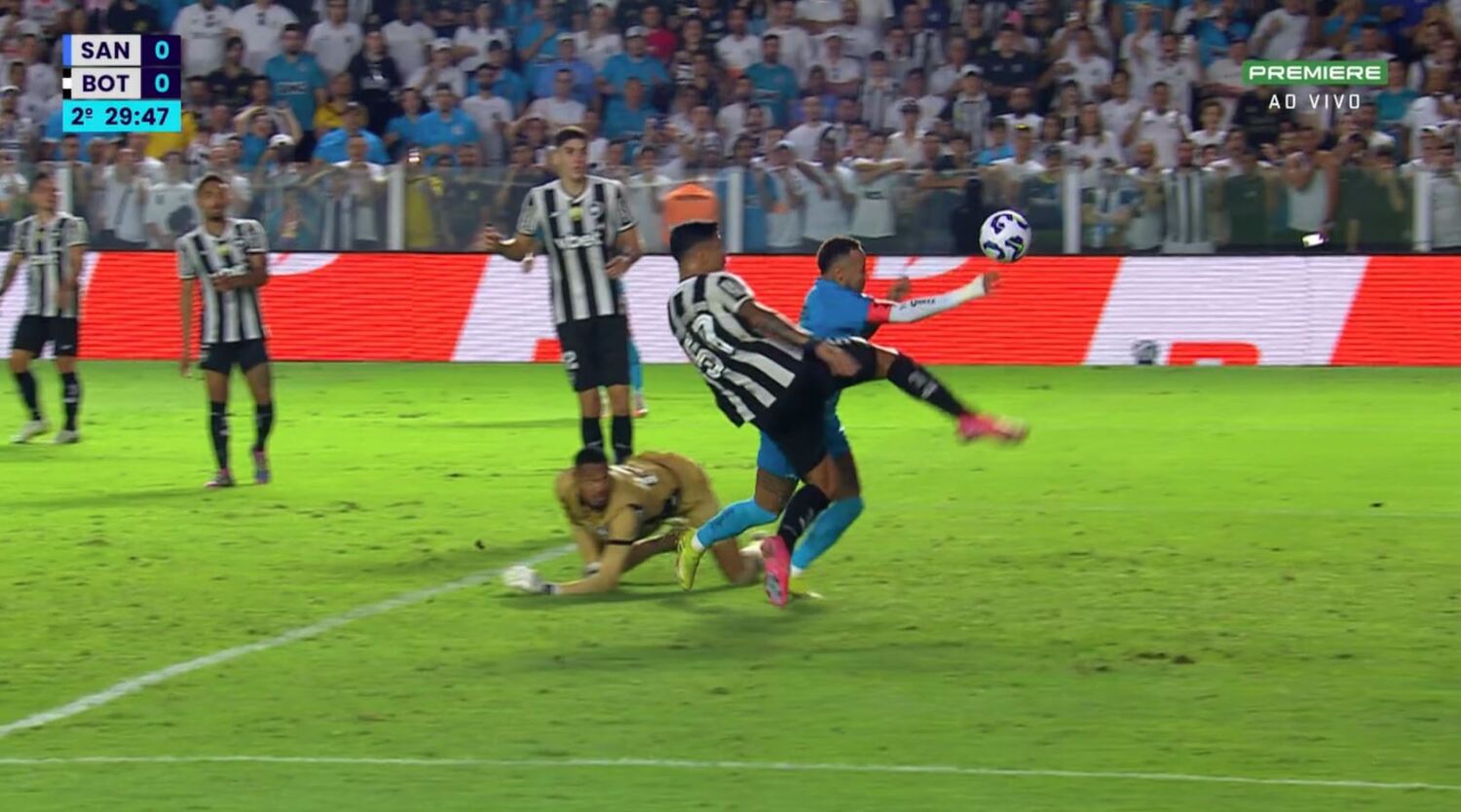 Neymar fez gol de mão em jogo contra o Botafogo e acabou expulso.