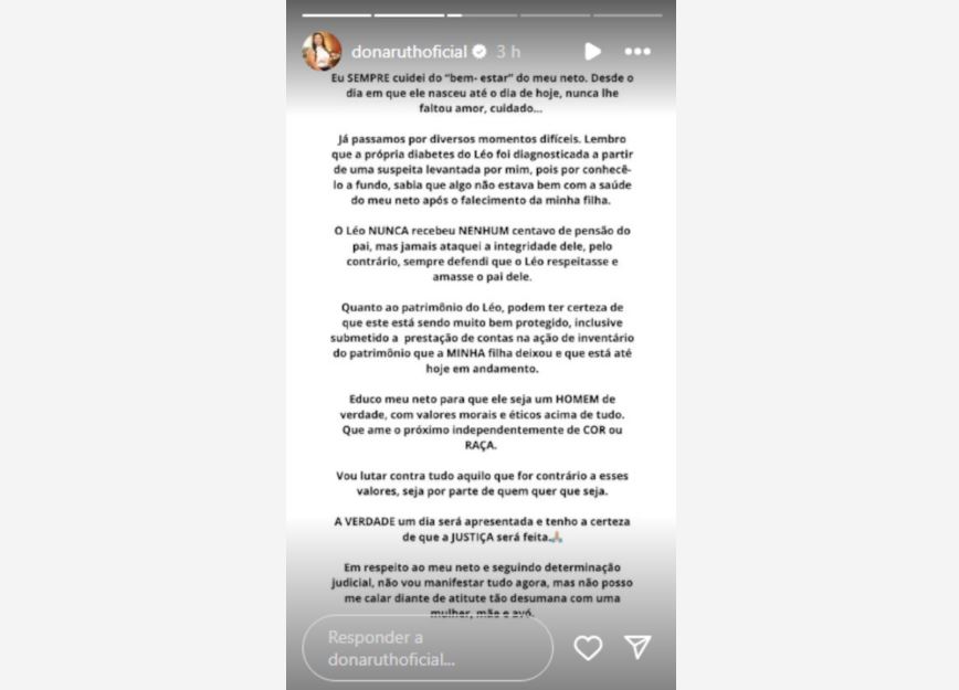 Desabafo de Dona Ruth