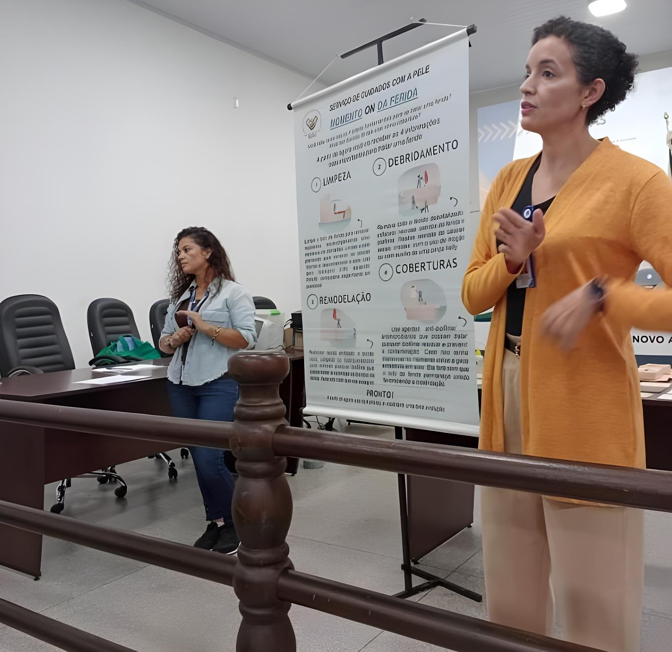 objetivo dos encontros foi aprimorar o conhecimento técnico das equipes de enfermagem sobre o tratamento de feridas 