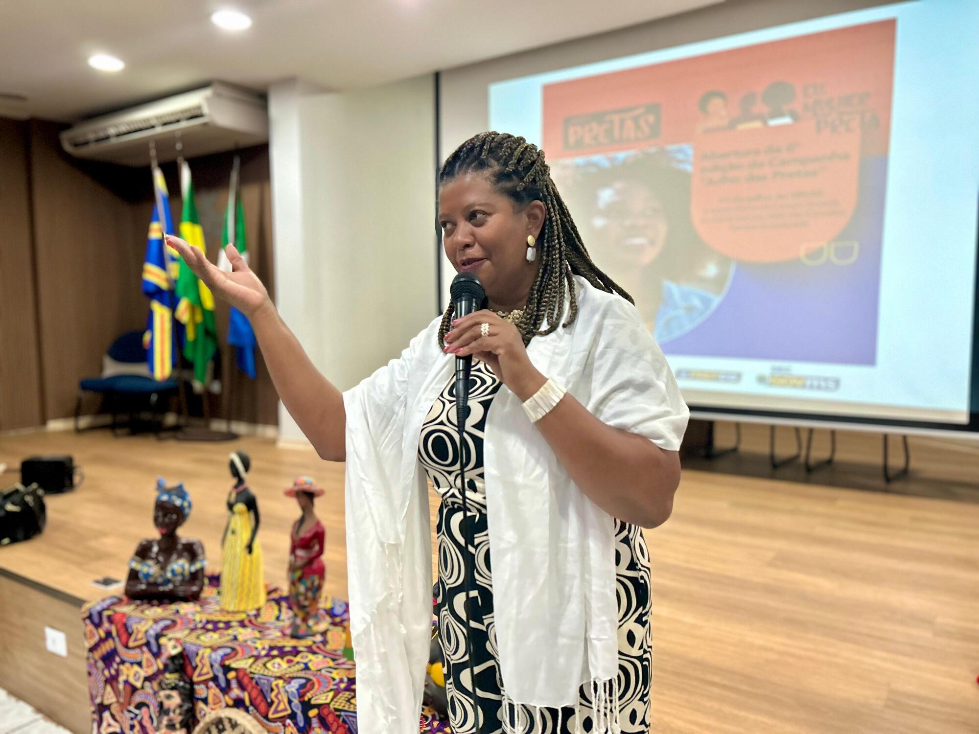 Subsecretária de Promoção da Igualdade Racial, Vânia Lúcia Baptista Duarte ressalta a importância da data para o protagonismo das mulheres negras. (Foto: Paula Maciulevicius/SEC)