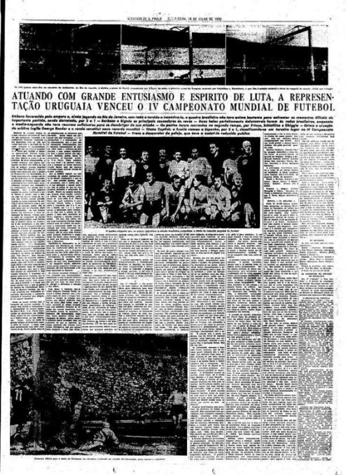 Página do Estadão em que contava como foi o Maracanazo.  