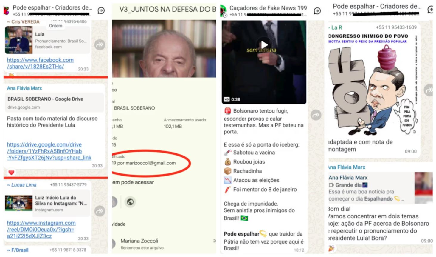 Reprodução de imagem de grupos de WhatsApp da rede de influenciadores do PT 