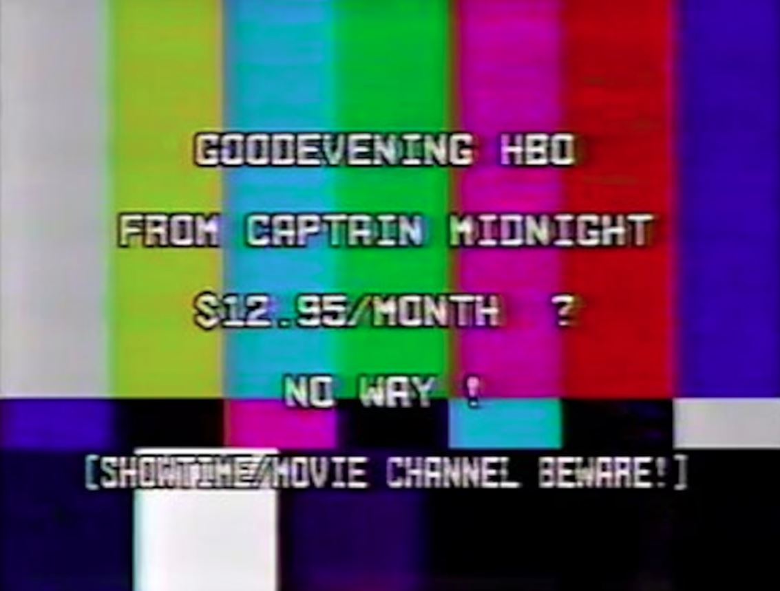 Em 1986, o sinal da HBO foi interrompido pelo hacker autointitulado Captain Midnight Foto: Reprodução/HBO
