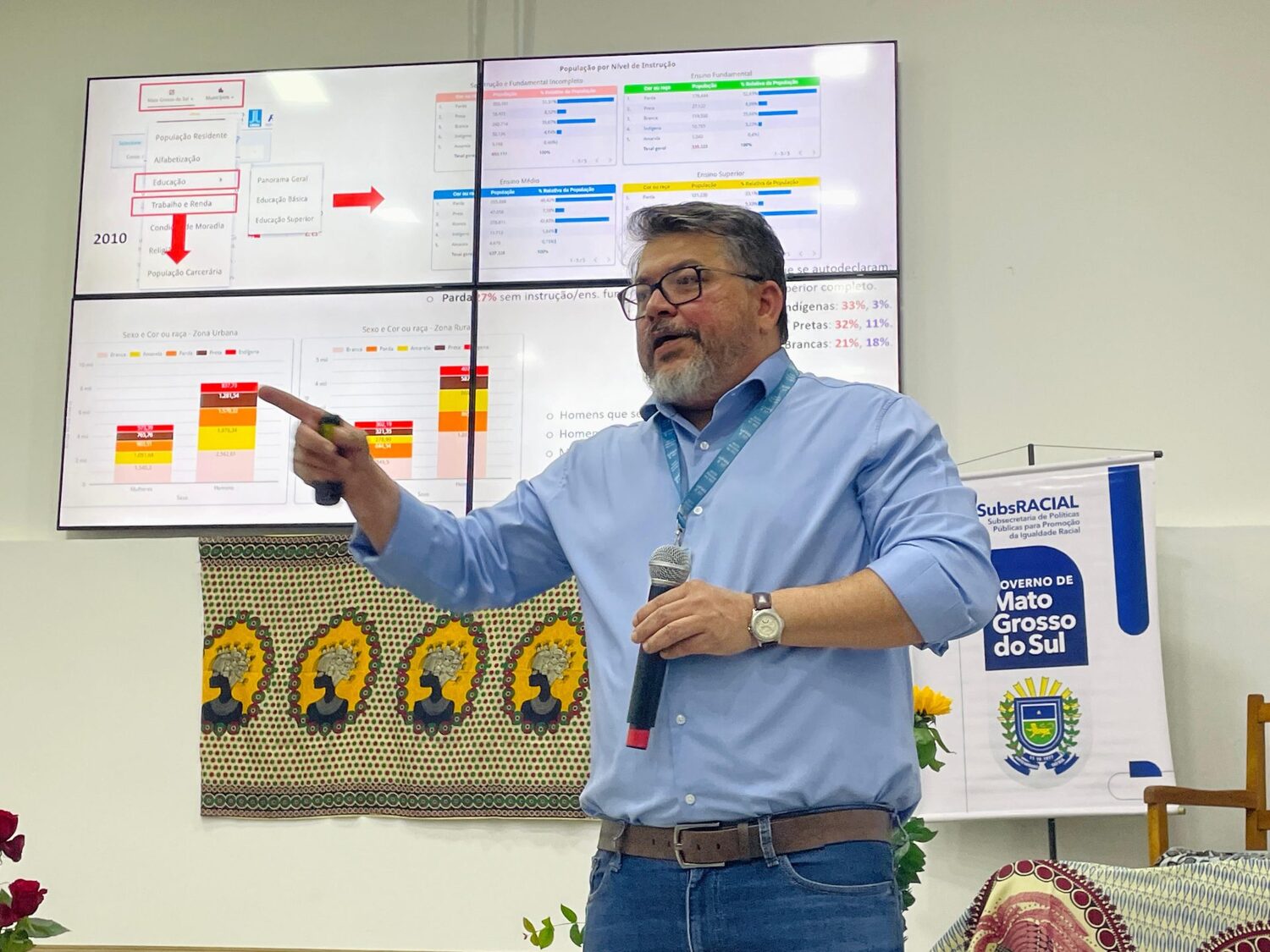 Coordenador do Observatório da Cidadania, Samuel Oliveira, apresenta plataforma e dados do panorama racial de MS 