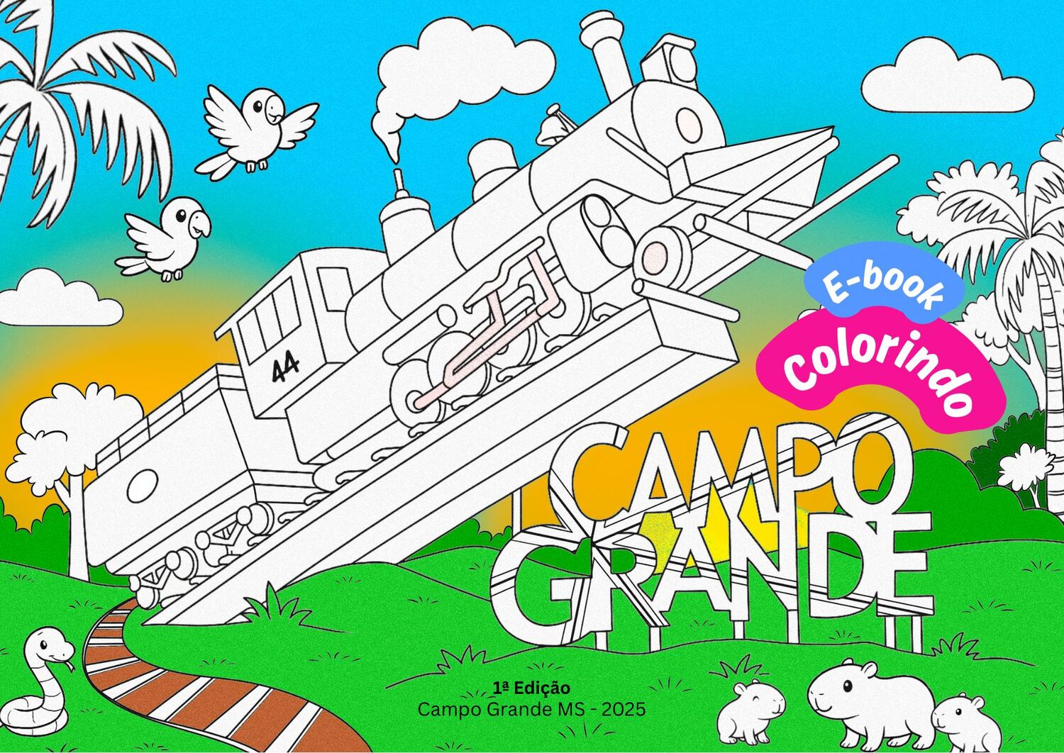 Livro para colorir digital celebra Campo Grande com arte, história e tecnologia