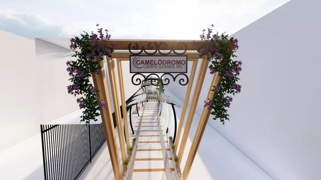 Projeto da passarela gastronômica prevê corredor com estrutura de madeira, flores e iluminação
