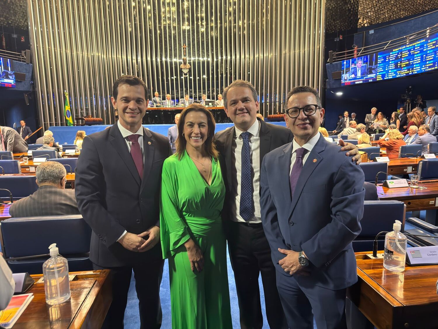 O Presidente da CONAMP, Tarcísio José Sousa Bonfim (MA), a senadora Soraya Thronicke, Alexandre Magno e o procurador Paulo Passos